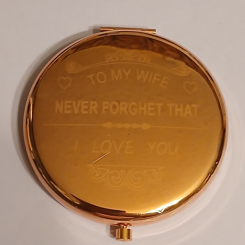 Engraved Rose Gold Compact Mirror